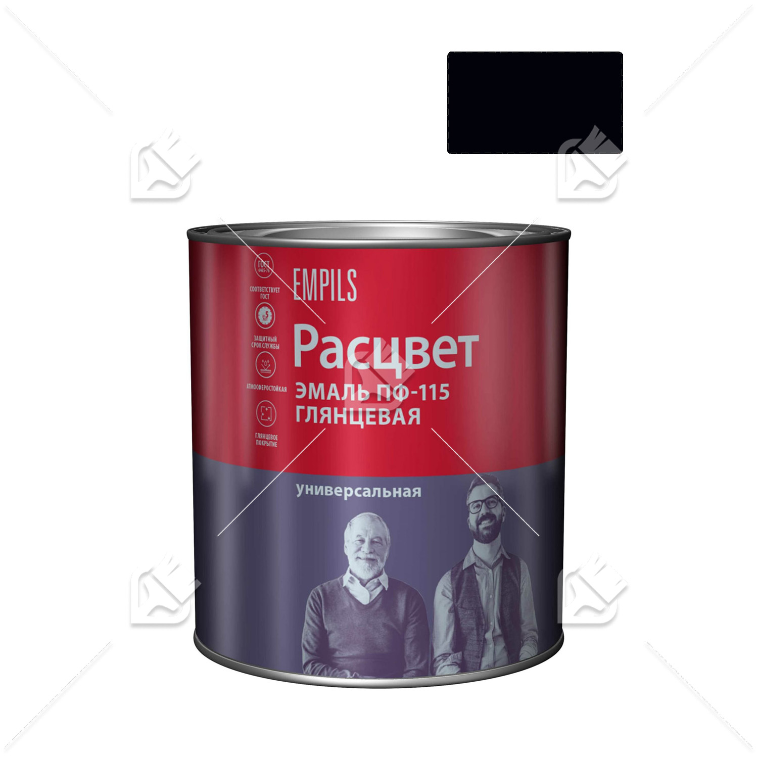 Эмаль ПФ-115 универсальная алкидная Расцвет глянцевая черная 2,7 кг.