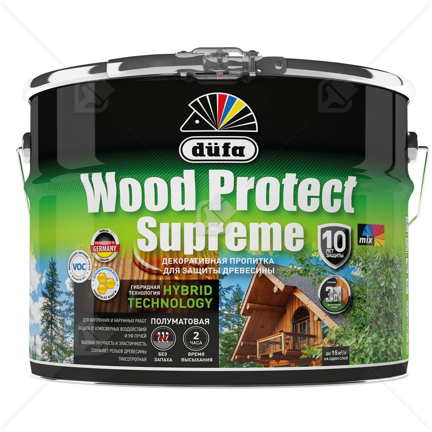 Пропитка декоративная для защиты древесины Dufa Wood Protect Supreme сибирская лиственница 9 л
