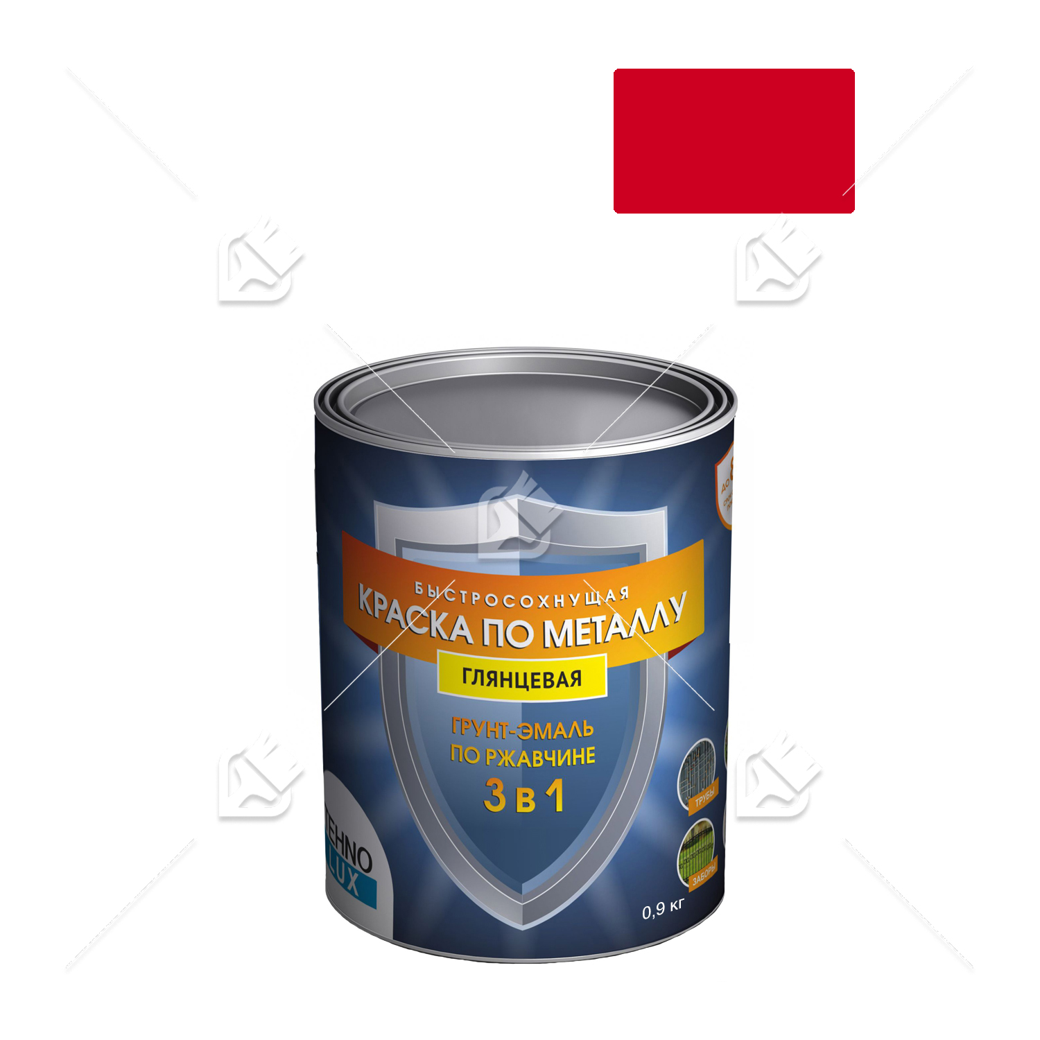 Грунт-эмаль 3 в 1 Технолюкс гладкая красная 0,9 кг