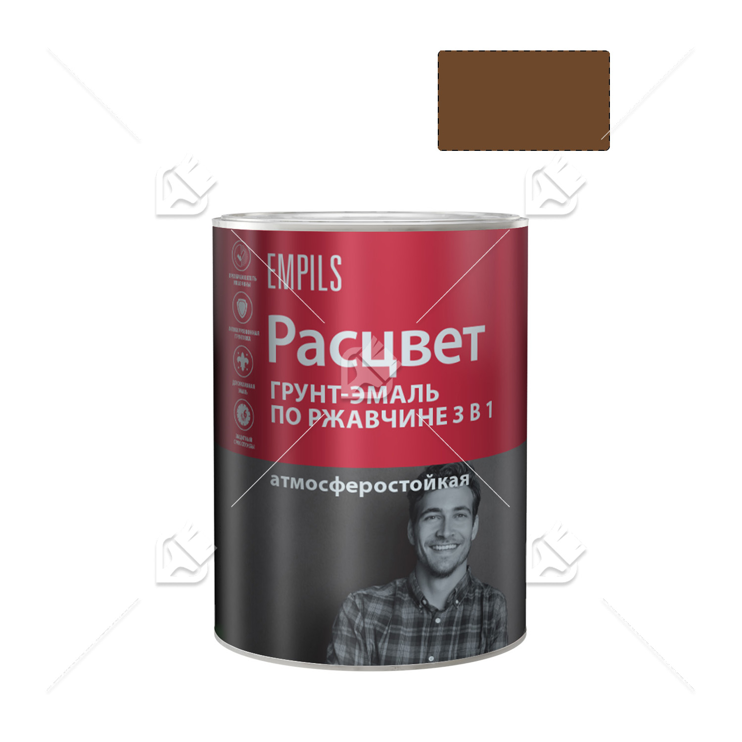 Грунт-эмаль на ржавчину 3 в 1 алкидная Расцвет глянцевая шоколадная 0,9 кг