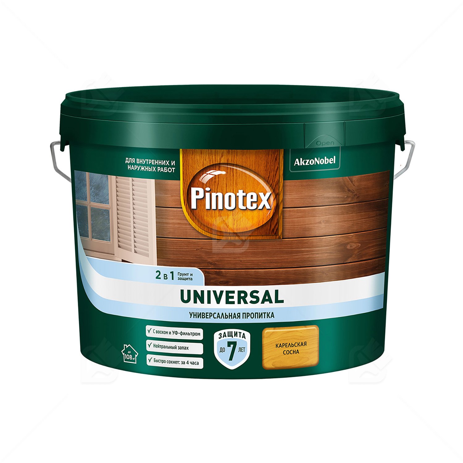 Pinotex Universal 2 в 1 универсальная пропитка для древесины Карельская сосна 9 л