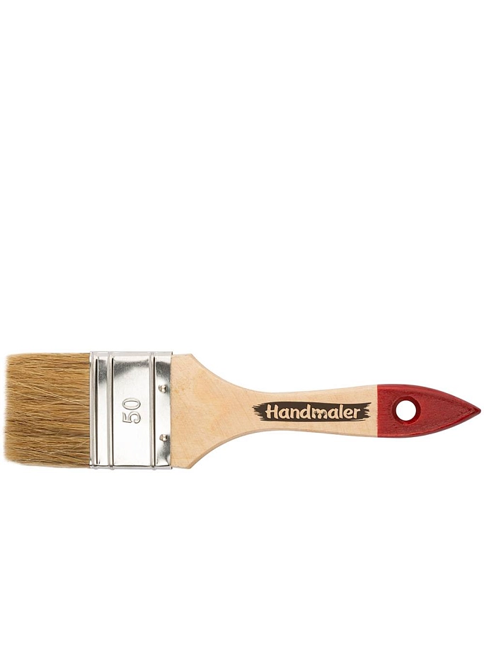 Кисть плоская Handmaler светлая натуральная щетина деревянная лакированная ручка 50 мм.