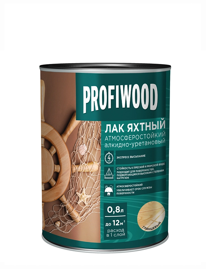 Лак яхтный Profiwood атмосферостойкий алкидно-уретановый глянцевый 0,8 л