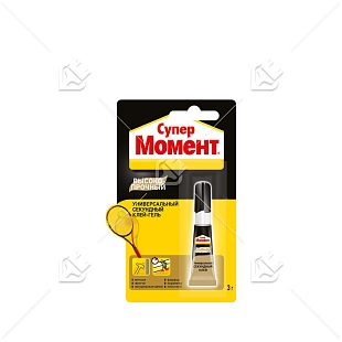 Клей универсальный секундный Супер Момент Высокопрочный 3 г. на единичном блистере