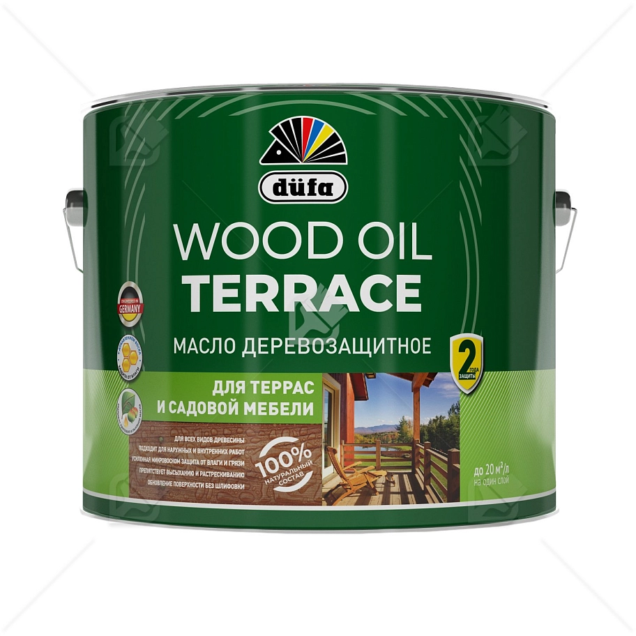 Масло деревозащитное для террас и садовой мебели Dufa Wood Oil Terrace серый 9 л