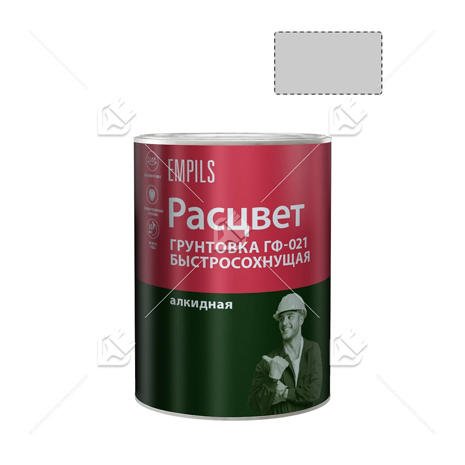 Грунт ГФ-021 по металлу и дереву алкидный быстросохнущий Расцвет серый 1 кг.