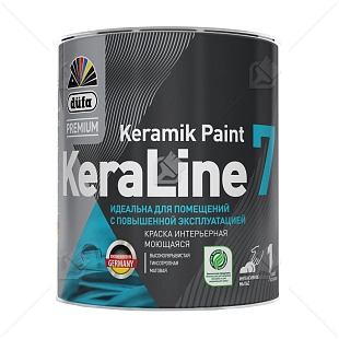 Краска для стен и потолков моющаяся Dufa Premium KeraLine Keramik Paint 7 матовая белая база 1 0,9 л.