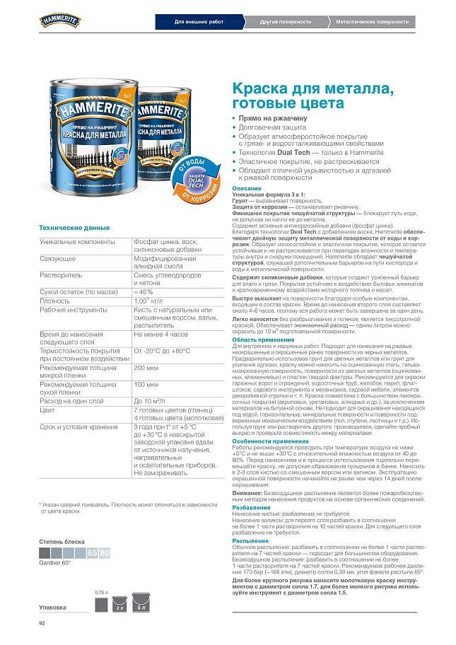 Краска для металлических поверхностей алкидная Hammerite молотковая серая 5 л.