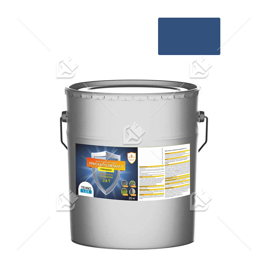 Грунт-эмаль 3 в 1 Технолюкс гладкая синяя 20 кг