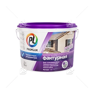 Краска структурная для внутренних и наружных работ Profilux ВД Фасадная фактурная матовая белая 9 кг.
