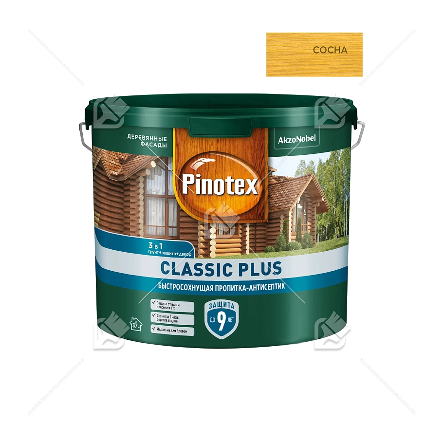 Пропитка декоративная для защиты древесины Pinotex Classic Plus 3 в 1 сосна 2,5 л.