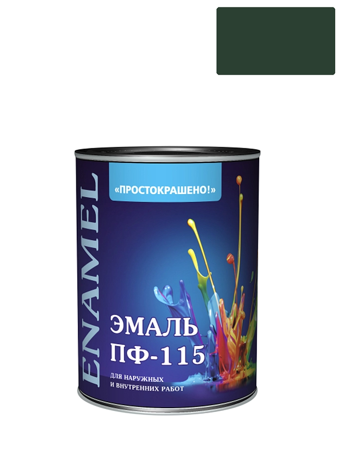 Эмаль ПФ-115 универсальная алкидная Простокрашено темно-зеленая 0,8 кг