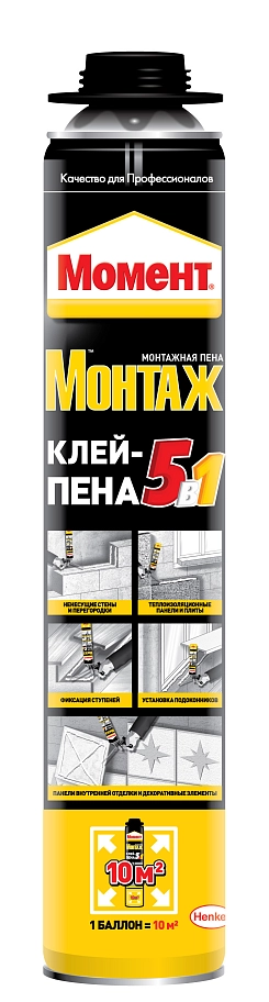 Момент Монтаж 5в1 клей-пена проф., 750мл