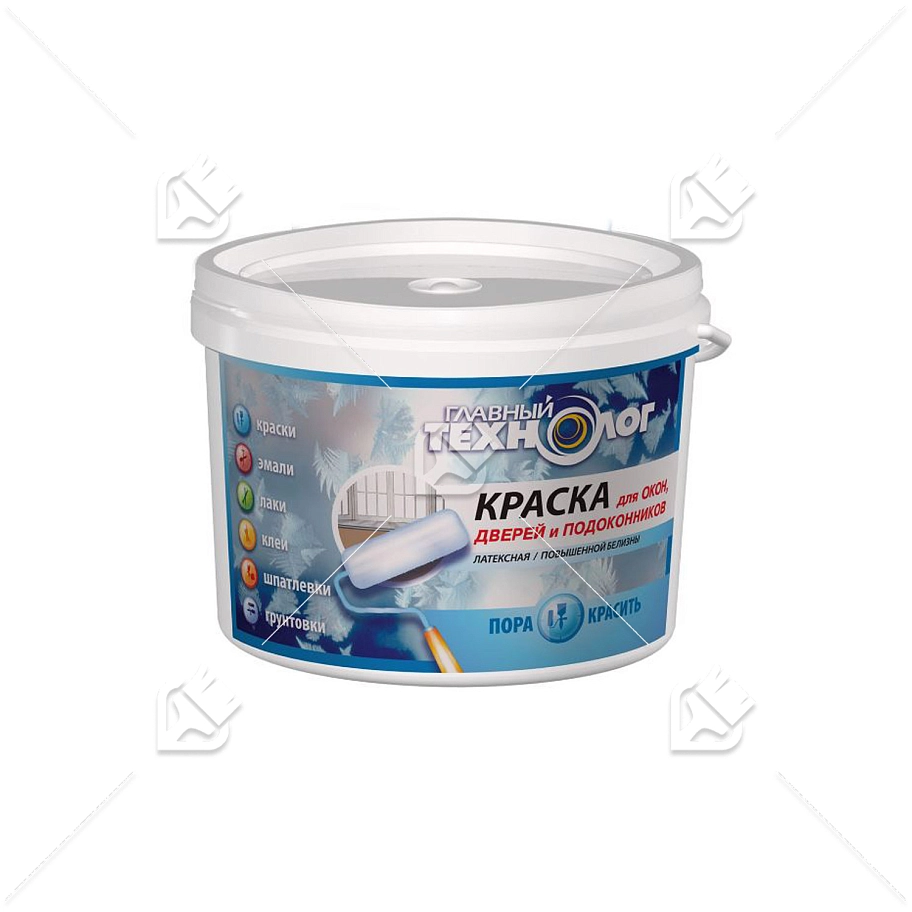 Краска для окон и дверей Главный Технолог белая 1 кг.