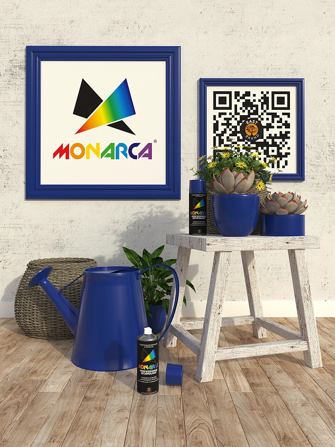 Краска универсальная аэрозольная акриловая Eastbrand Monarca RAL 5005 сигнально-синяя 520 мл.