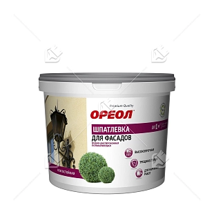 Шпатлевка для фасадов водно-дисперсионная полиакриловая влагостойкая Ореол 16 кг