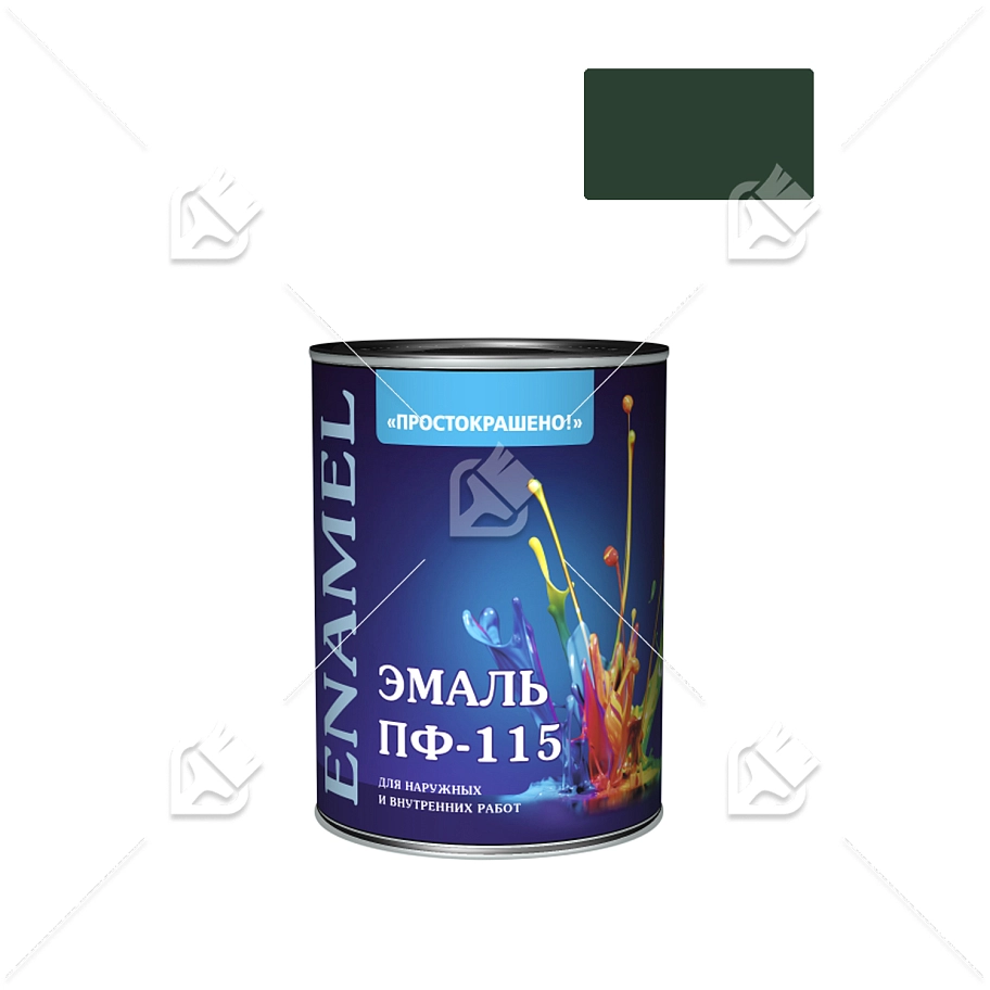 Эмаль ПФ-115 универсальная алкидная Простокрашено темно-зеленая 0,8 кг