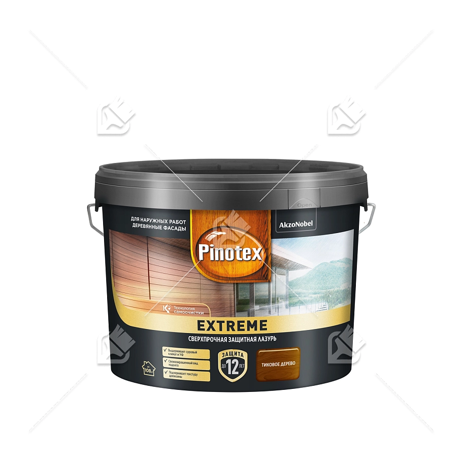 Пропитка декоративная для защиты древесины Pinotex Extreme тик полуматовая 9 л