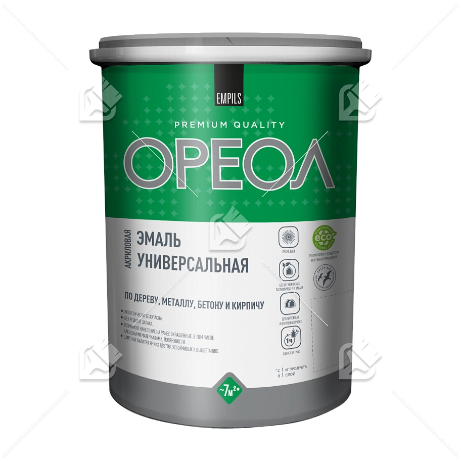 Эмаль универсальная акриловая Ореол глянцевая черная 1 кг