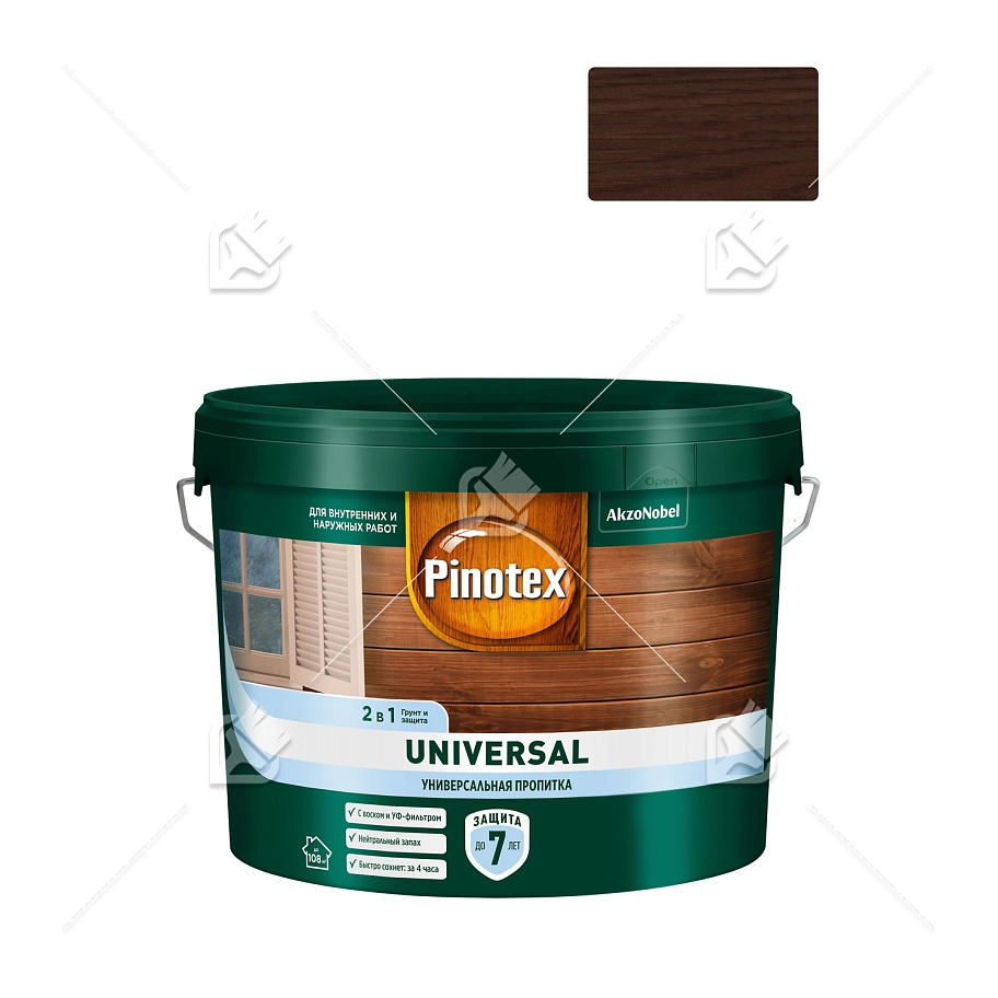 Pinotex Universal 2 в 1 универсальная пропитка для древесины Палисандр 9 л