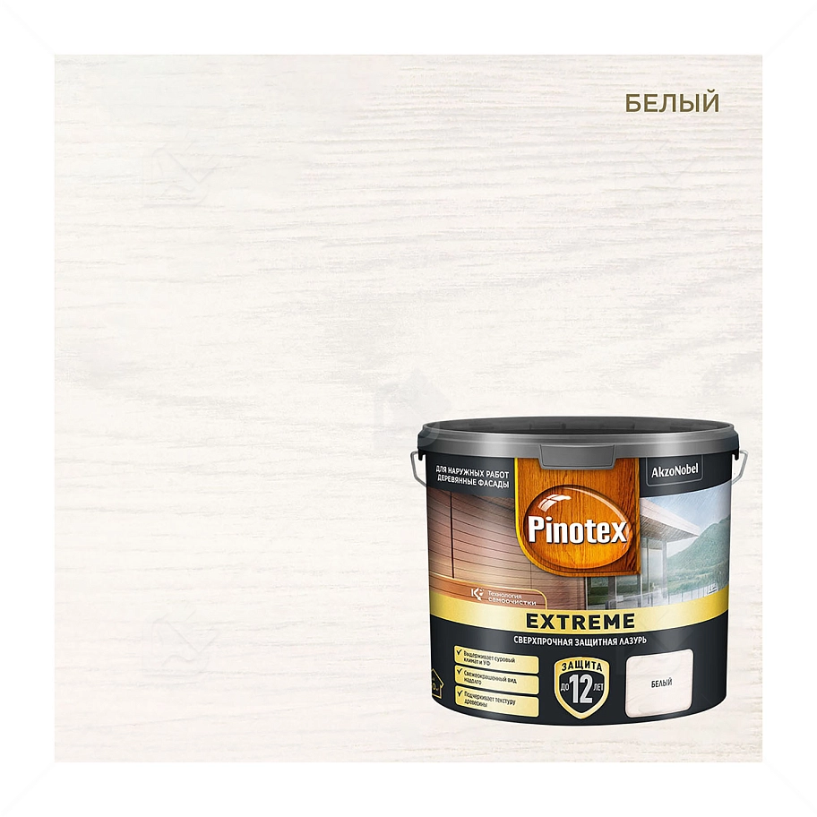 Пропитка декоративная для защиты древесины Pinotex Extreme белая полуматовая 2,5 л