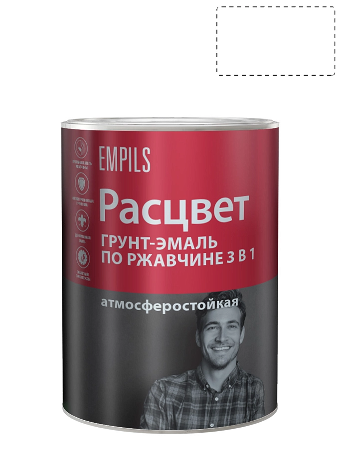 Грунт-эмаль на ржавчину 3 в 1 алкидная Расцвет глянцевая белая 0,9 кг.